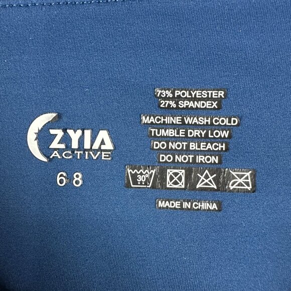 Zyia Active Compression Pants Womens  6 Blue Stretch Side Pockets Crop - Picture 5 of 8